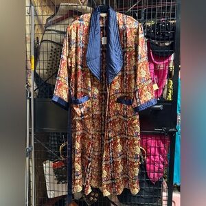 Vintage Victoria’s Secret Gold Label Printed “Smoking Jacket” Robe w/Belt